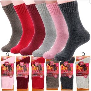 6 Pairs Women's Winter Warm Merino Lambs Wool Socks